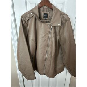 Lane Bryant Size 26/28 Faux Brown Leather Women’s Motto Jacket